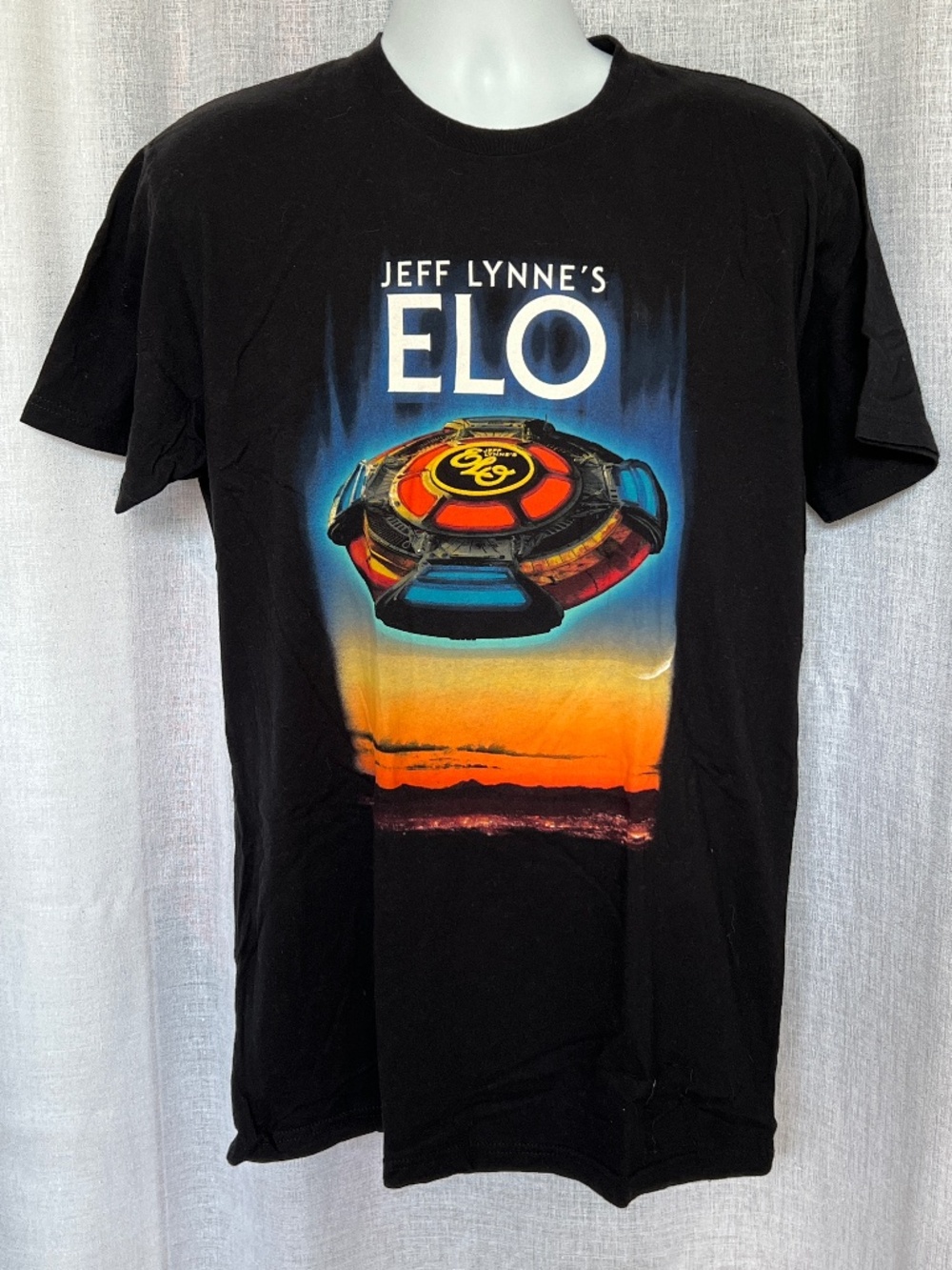 ELO Jeff Lynne’s T-shirt Live 2019 Graphic Band Black Size L 100% cotton